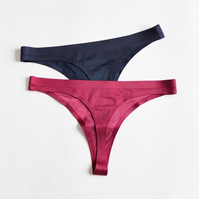 China Women Antibacterial Seamless Ice Silk Thongs Comfortable G-String Panties Underwear for sale