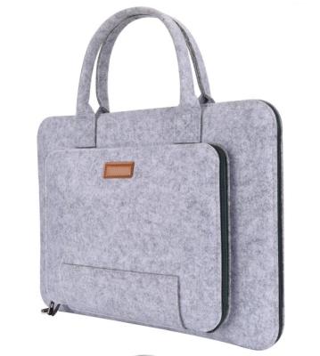 China Eco - Friendly Gray Or Custom Color Felt Laptop 11 13 15 17 Inch Felt Laptop Beg Sleeve With Handle for sale