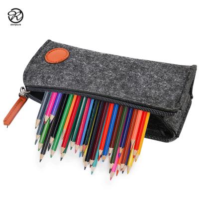 China Stationery Large Capacity Minimalist Portable Bag Large Capacity Felt Pencil Bag Durable Felt Pencil Pouch for sale