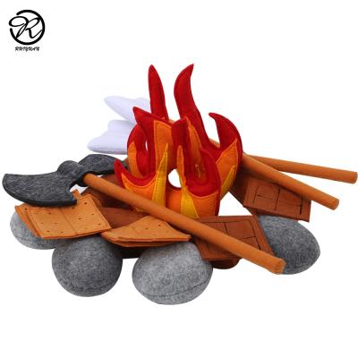 China Or photoshoot prop or party decoration. Custom Handmade Baby Educational Toys Felt Campfire Plush Toy Kids Pretend Camping Fire Play Set for sale