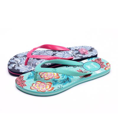 China Trend Flip Flops Womans Fancy Cheap Hot Sale Fashion 3D Printing Ladies Pattern Slippers Leisure Flip Flops for sale