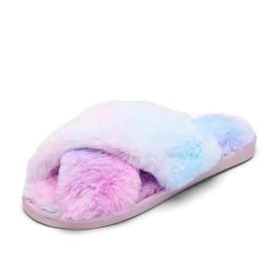 China 2021 Fashion Trend Milti Indoor Color Warm Soft Plush House Slips Classic Comfortable Women Fur Slipper One Pair for sale