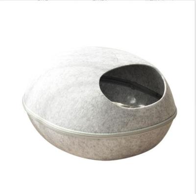 China Travel Cat Nest Four Seasons Universal Winter Nest Felt Nest Deep Cushioned Cat House Removable Partially Enclosed Warm Indoor and Washable for sale