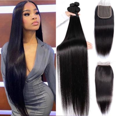 China Tangle Free Cuticle Aligned Human Hair Women Bundle Raw Cambodian Cambodian Brazilian Hair 3 Bundles Weaves Mix Bundle With 13X6 Transparent Hd Lace Closure Set Or Frontal for sale