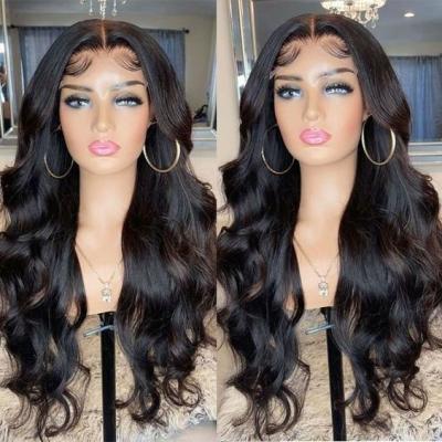 China Raw Virgin Indian Human Hair Lace Wigs Swiss Lace Frontal Wigs Glueless Body Wave Human Hair Cuticle Aligned No Tangle 13*4 Aligned Body Wave Lace Front Wig for sale