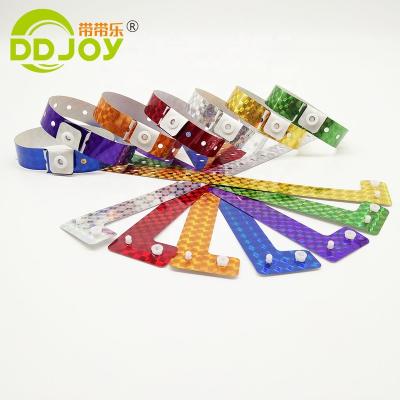 China Promotional Popular Custom Europe L Shape Holographic Glitter Wristband Wristband For Festival Club Party for sale