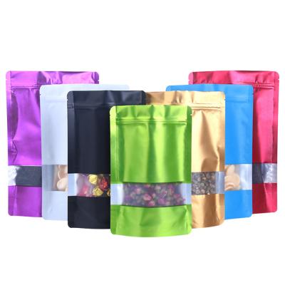 China Barrier Size Custom Color Stand Up Aluminum Foil Zipper Bags With Clear Window for sale