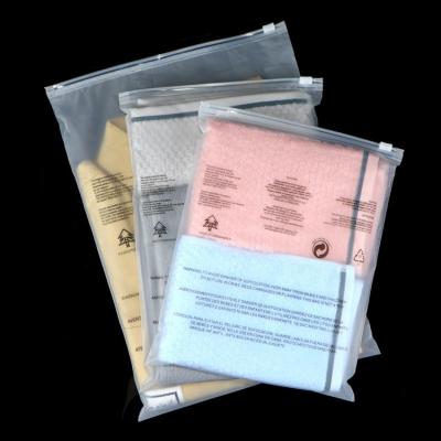 China Recyclable Custom Resealable Frosted Slider Zip Lock Plastic Bag With Warning Word for sale