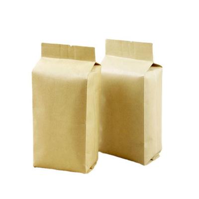 China Recyclable Custom Size Ounce Side Gusset Stand Up Brown Kraft Paper Bag for sale