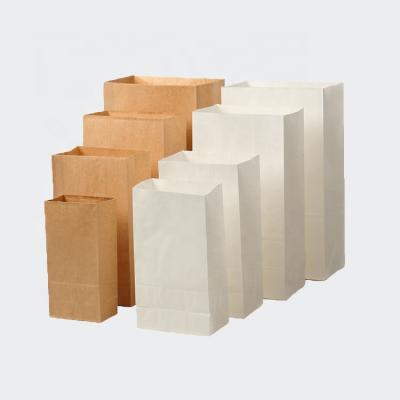 China Food Grade Recyclable Custom Fast Food Take Away Flat Bottom Brown Kraft Paper Bag for sale