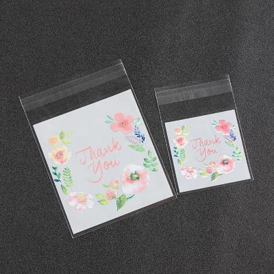 China Moisture Proof Thank You Peach Blossom Opp Cellophane Adhesive Snack Packaging Bag for sale