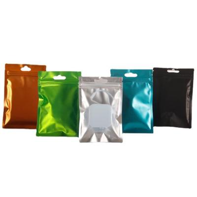 China Moisture Proof Resealable Zipper Lock Aluminum Mylar Vial Bags With Clear Window And Hang Hole for sale