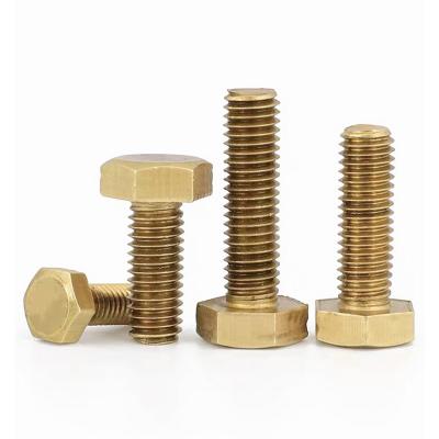 China Industry Hardware Fasteners Hex Nuts Bolts Metal Brass Copper Hex Bolt Din933 Yellow High Quality Brass Screw M14 for sale