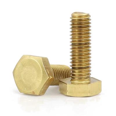 China Industry Hex Nuts Bolts Hardware Fasteners Metal Copper Brass Hex Bolt Din933 Yellow Electrical Miniature Pan Head Brass Small for sale