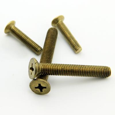 China Pan Head Screw Brass Machine Screw M8 M10 DIN965 Cross Countersunk Head Screw Cross Recessed Flat for sale