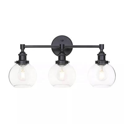 China Modern 2-Light Bathroom Vanity Light Fixtures With Glass Industrial Wall Mounted Vanity Lights for sale