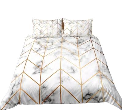 China Clean Design Duvet Cover BOMCOM Wholesale White Marble Series Bedding Set Luxury 100% Cotton Duvet Cover Set for sale