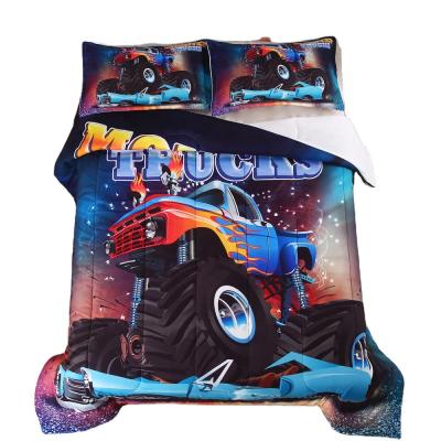 China Bomcom Cartoon Car Design 3D Digital Printing Popular Microfiber Production Clean Design Quilt Cover 100% Professional Rotary Printing Comforter for sale