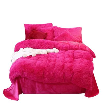 China Shaggy Luxuriating Fluffy Girl's Own Design Duvet Cover Amazon Hits Plush Blanket Set Kids Bedding 3pcs Sheet Set for sale