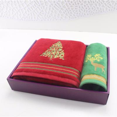 China QUICK DRY Embroidered 100% Cotton Solid Colors Christmas Tree Towel for sale