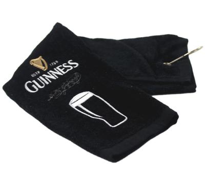 China Guinness High End QUICK DRY Customized Logo Cotton Golf Towel /100 Percent Cotton Velvet Touch 100% Nice Feeling Golf Towel With Clip for sale