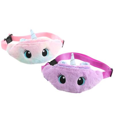 China Waterproof Cute Unicorn Children's Fanny Pack Girls Waist Bag Plush Toys Belt Gradient Color Chest Bag Cartoon Coin Purse Travel Trunk Bag for sale