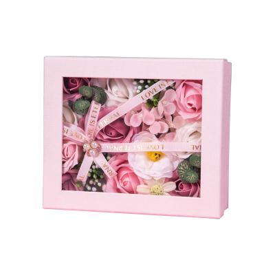 China New Arrival Artificial Green Box Rose Garden Soap Flower Gift Artificial Valentine Soap Flowers Mother's Day Gift for sale