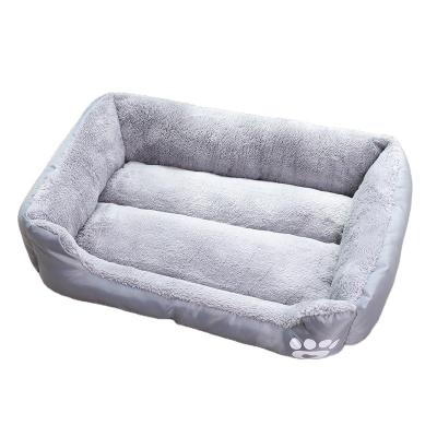 China Breathable Square Oxford Fleece Fabric Foot Print Dog Pad Coral Cat Bed Pet Bed for sale