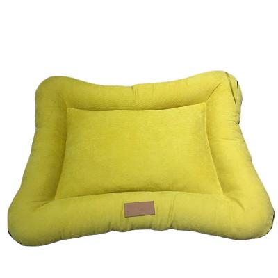 China Removable Cover Corduroy Cat Pad Sofa Cushion Anti-Slip Low Filling Square Dog Bed for sale