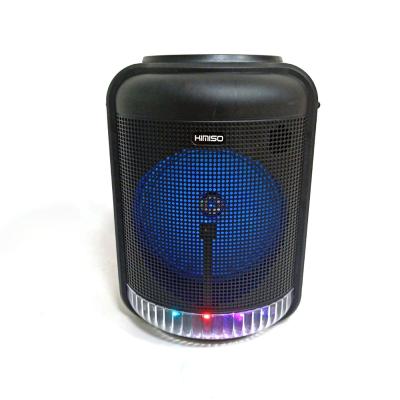 China LED Flashing Light KIMISO 8 Inch BT Speaker QS-4001 With LED Color Light And Wire Microphone Karaoke Protable Outdoor Speaker for sale