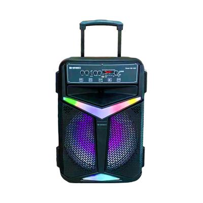 China LED Flashing Light Kimiso15 Inch BT Speaker QS-1520 With LED Color Light Outdoor Speaker And Microphone Wireless Karaoke Cart for sale