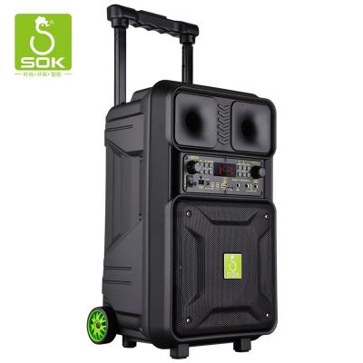 China No SOK 8 Inch BT Speaker NE801 With Microphone Trolley Outdoor Portable Speaker, Wooden Player for sale