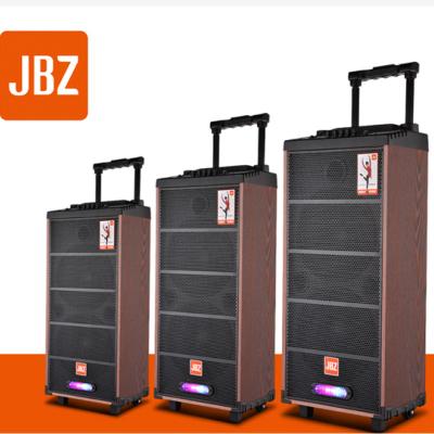 China Play JBZ Video Dual 10 Inch BT Speaker 7010 With LED Lights Outdoor Portable Cart Speaker , Wooden Player for sale