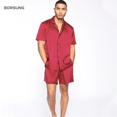 China QUICK DRY high quality silk pajamas set short sleeve sleepwear stain tie waist design pajamas set men pajamas long robe set for sale