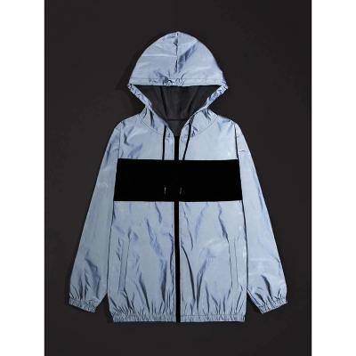 China QUICK DRY Men Colorblock Zipper Drawstring Hooded Jacket Plus Size Mens Jackets for sale