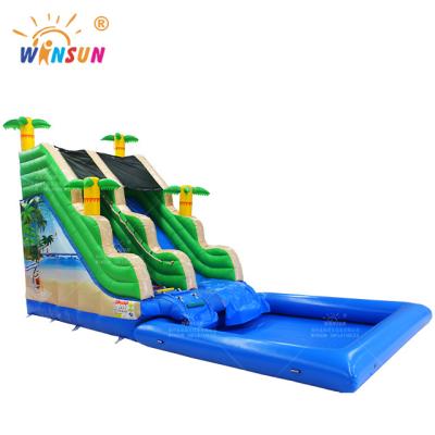 China PVC 18 Feet Big Fluff Inflatable Waterslide Surf, Big Inflatable Adult Water Slide In Water Park for sale