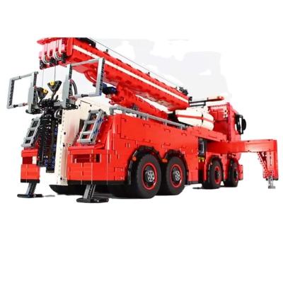 China High Quality Crane Trailer Rescue Trailer Children's Education Block Electronic Fire Truck Toys Model for sale