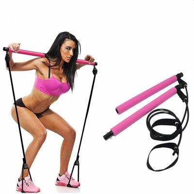 China Portable Pilates Pilates Bar Kit Body Building Equipment Yoga Sports Accessories Pilates Stick with Adjustable Resistance Band for sale