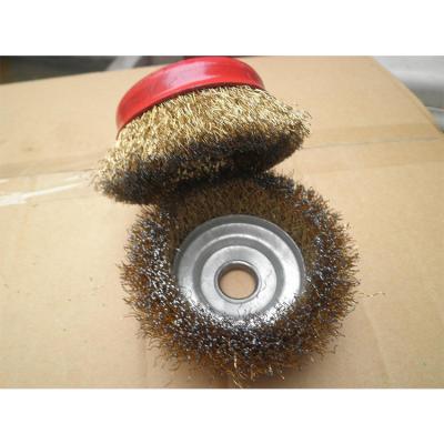 China Metal Polishing Red 125 Steel Wire Wheel Bowl Type Wire Wheel Brush Derusting, Grinding And Polishing for sale