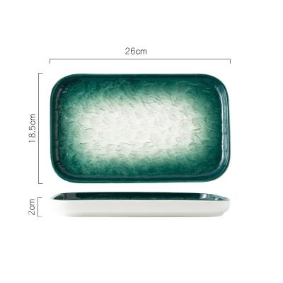 China Stocked Hotel Porcelain Tableware Color Dish Dinner Rectangle Ceramic Restaurant Dishes for sale