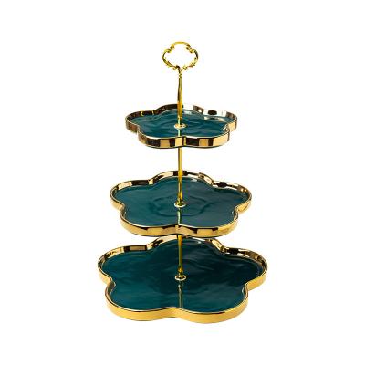 China Creative Morden Dessert Dish Style Ceramic European Dessert Stand Light Luxury Multi-layer Skewer Home Dessert Stand for sale