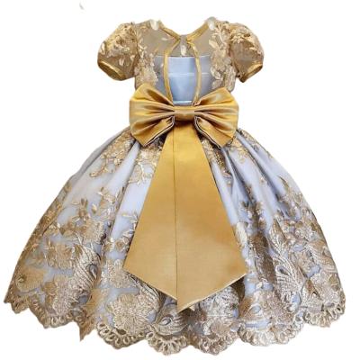 China Amazon Hot Selling Anti-wrinkle Girls Dress Elegant New Year Princess Children Banquet Wedding Girl Birthday Dress Skirt for sale