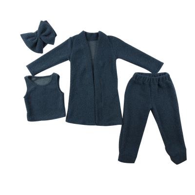 China ODM Fashionable 3 Pieces Kids Clothes Autumn Winter Thick Fleece Kid Babies Dress Sets for sale