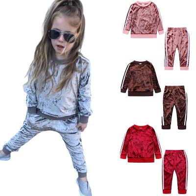 China Girls Casual Spring Sets 2022 Girls Hoodies&Sweatshirts Kids Velvet Tracksuit Clothing Sets for sale