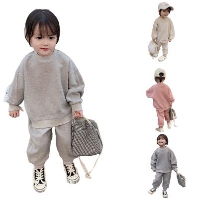 China 2022 Casual Girl Boutique Clothing Logo Little Girls Sweatsuits Plain Custom Made Clothes Set For Girls for sale