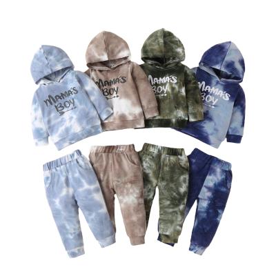 China 2022 New Arrivals Toddler Boy Casual Trending Clothing Sets Kids Hoodie Set Tie Dye Toddler Printed Set for sale