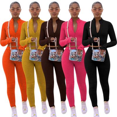 China QUICK DRY Free Sample Long Sleeve 2 Pcs Spring Teams Custom Jogging Casual Two Piece Set 2022 Logo Zipper Crop Top Set Tracksuit for sale