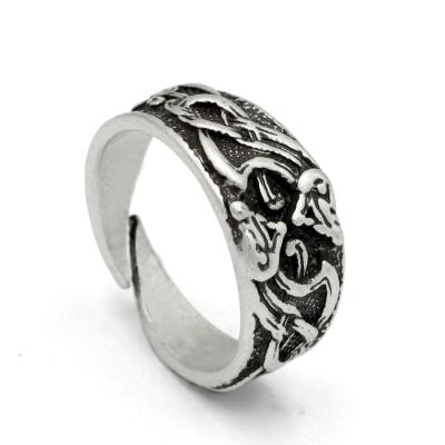 China Odin Free Viking Tarnish Free Rings Adjustable Antique Silver Viking Vintage Copper Alloy Wholesale Men's Ring for sale