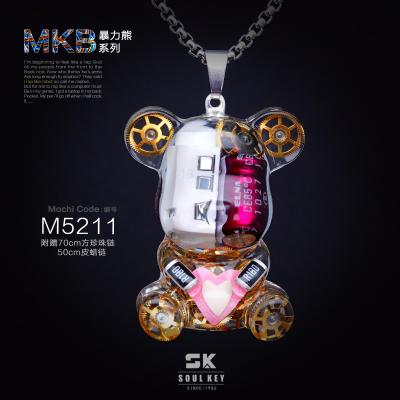 China Prevent Allergy Fashion Couples DIY Cute Violent Bear Hip Hop Mens Luminous Punk Pendant Necklace for sale