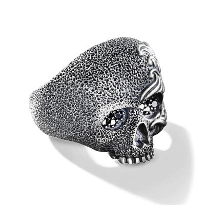 China Tarnish Free Unique Custom Head Men's Ghost Ring Diamond Skull Alloy Hip Hop Ring Vintage Ring for sale